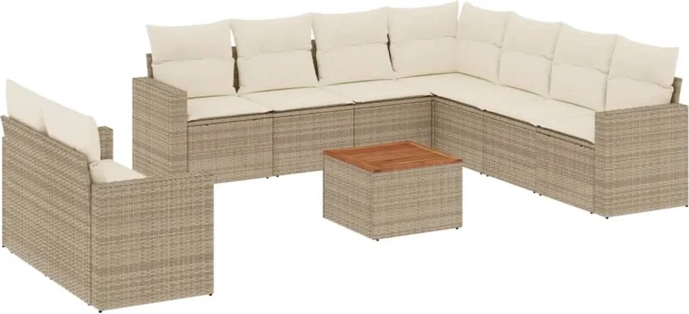 vidaXL Set canapele de grădină cu perne, 10 piese, bej, poliratan