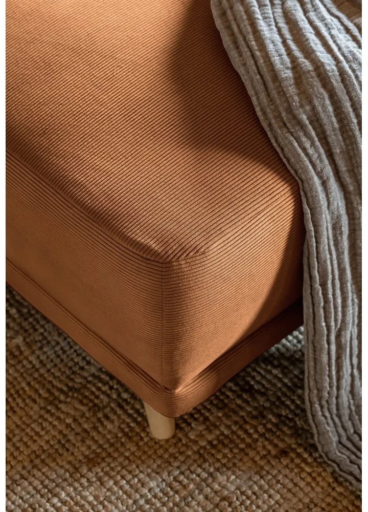 Colțar cărămiziu extensibil cu tapițerie din catifea reiată (colț dreapta/în formă de "U") Lazy Lukka – Miuform