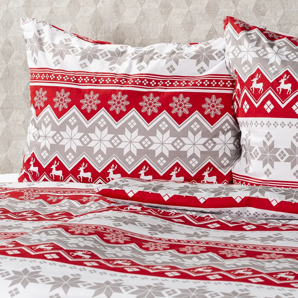 Lenjerie de pat din bumbac Crăciun 4Home Red Nordic, 220 x 200 cm, 2 buc. 70 x 90 cm