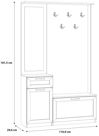 Set pentru hol KAVI cu oglindă, stejar artisan