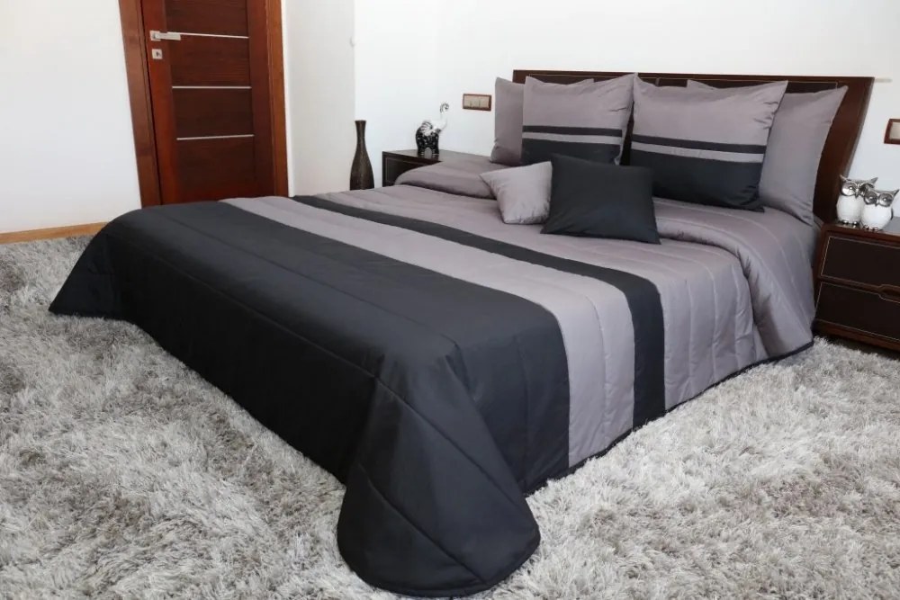 Cuverturi de pat matlasate în culoarea negru-gri Lăţime: 170 cm | Lungime: 210 cm