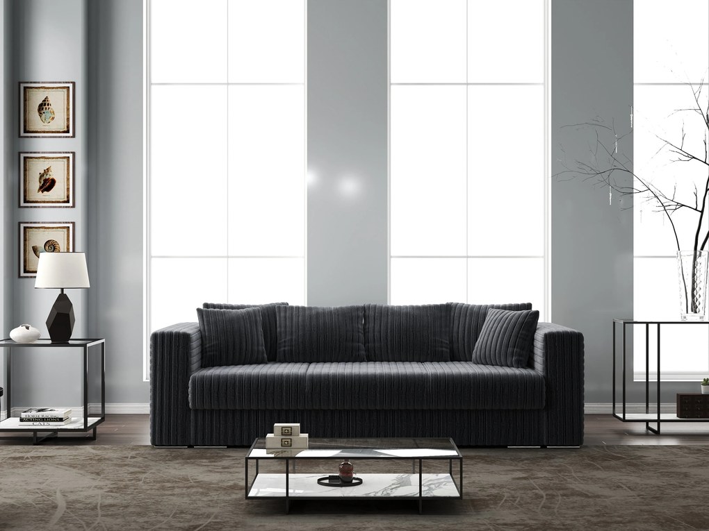 Canapea extensibilă dumonde cu ladă de depozitare si sezut confortabil din spuma high-density, Gloria Ambience Grey 240x100 cm