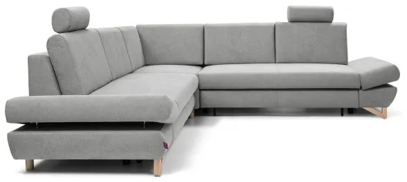 Colțar extensibil tapițat AVESTA, cu spațiu de depozitare, configurație în L, gri