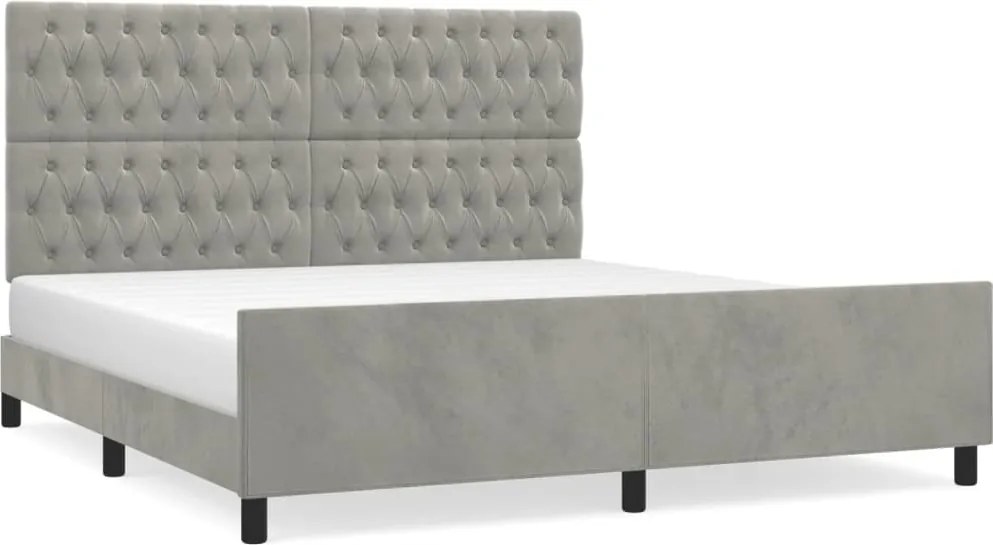 vidaXL Cadru de pat cu tăblie, gri deschis, 180x200 cm, catifea