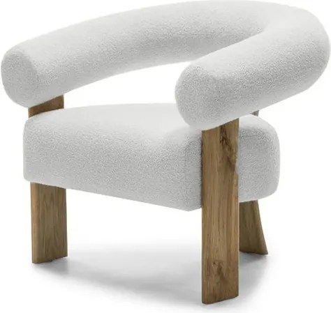 Fotoliu design alb KOKEI, stejar