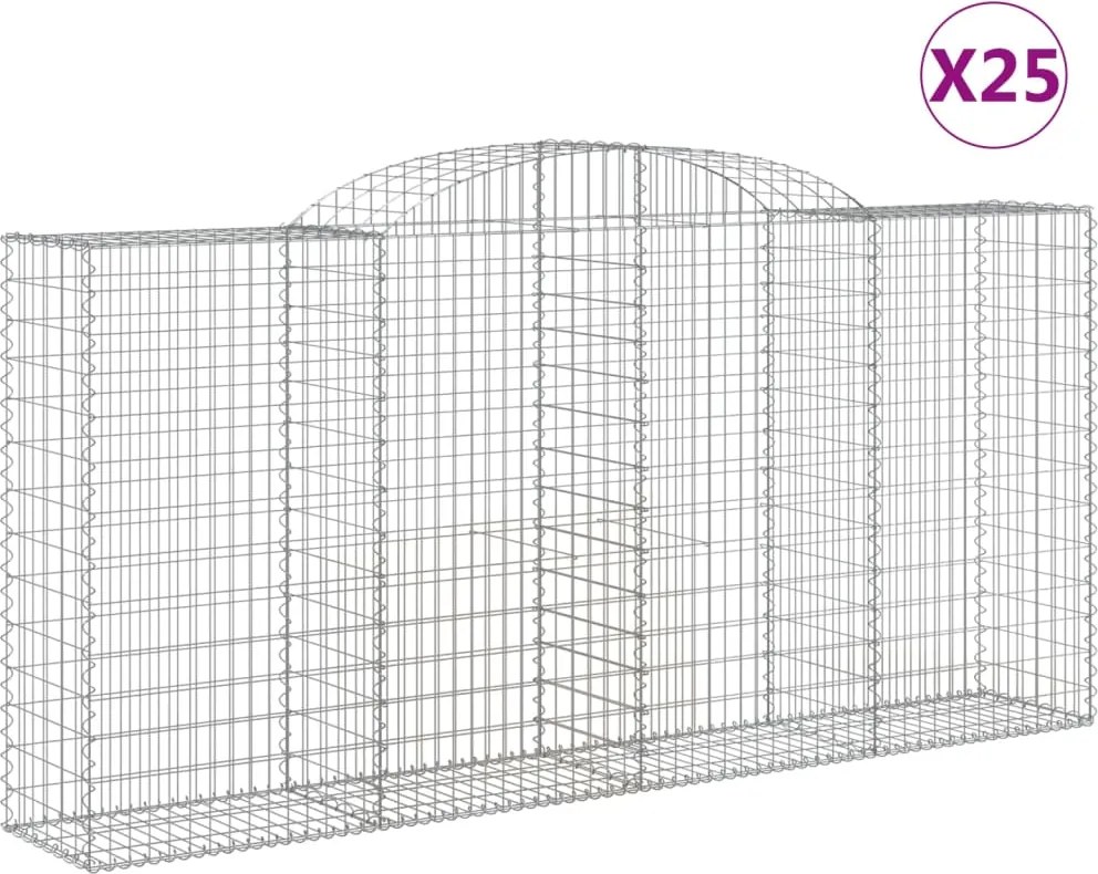 vidaXL Coșuri gabion arcuite 25 buc, 300x50x140/160cm, fier galvanizat