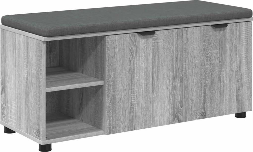 vidaXL Bancă pentru hol cu pernă cu raft Sonoma gri 100 x 38 x 46 cm