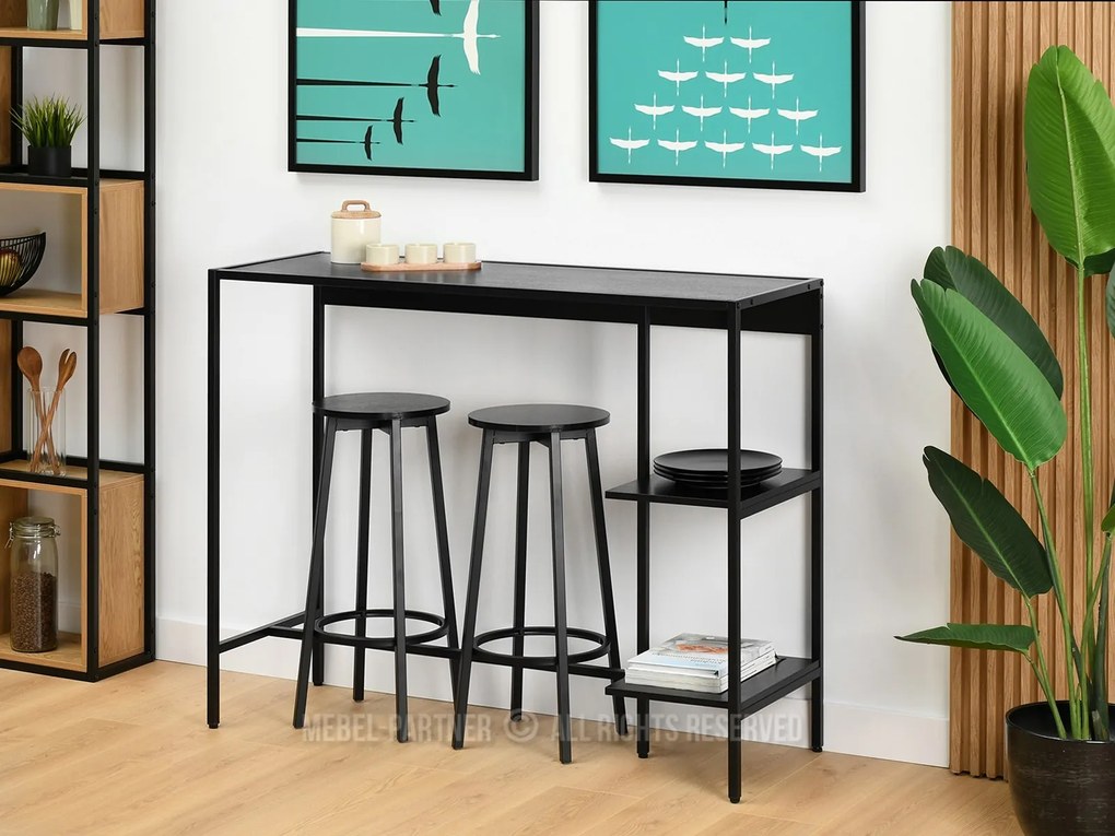 Set de bar Everet (lemn negru + negru) (pentru 2 persoane). 1111869