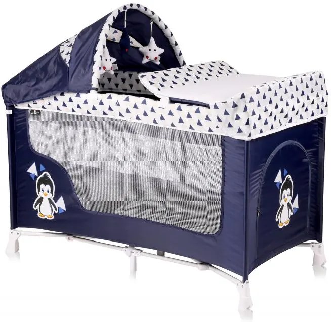 Patut pliabil San Remo Plus cu 2 nivele si accesorii Blue &amp; White Penguin