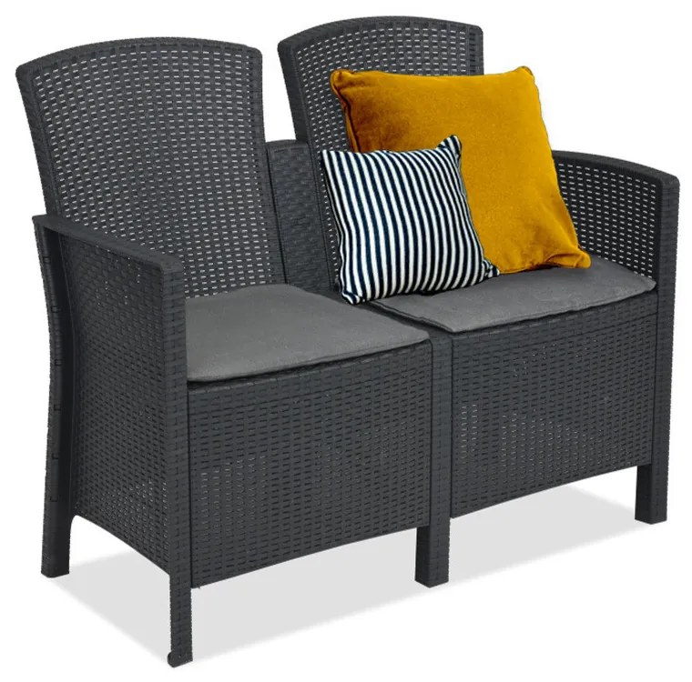 Canapea de grădină Lima cu 2 locuri, grafit