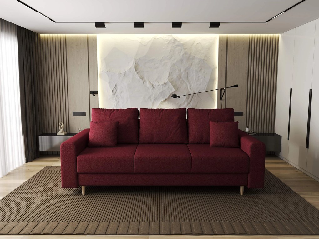 Canapea extensibilă dumonde cu ladă de depozitare si sezut confortabil din spuma high-density, Kronos Enjoy Rosu 210x100 cm