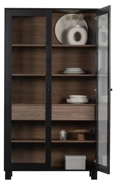 Vitrină neagră din lemn de pin 110x200 cm Goos – WOOOD