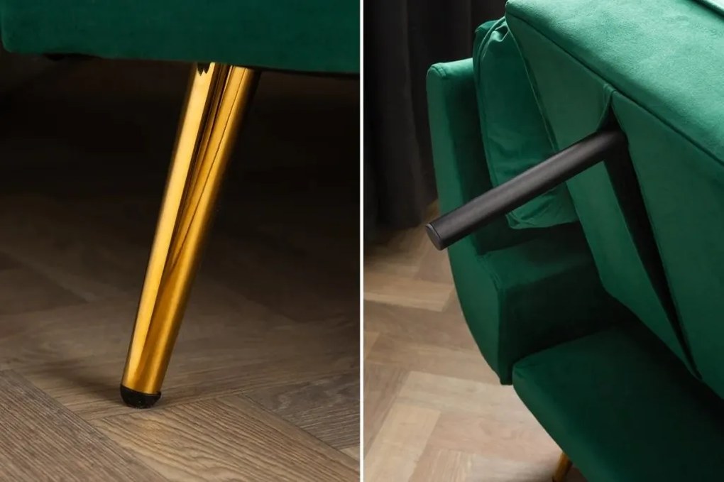 Canapea extensibila BOUTIQUE 215cm verde/ auriu A-40566 VC