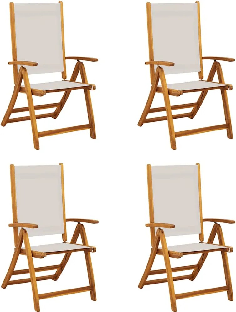vidaXL Scaune de grădină pliabile 4 buc. lemn masiv acacia & textilenă
