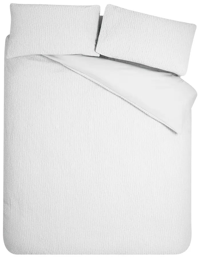 Lenjerie de pat albă din țesătură crep pentru pat dublu, extinsă 230x220 cm Crinkle Seersucker – Catherine Lansfield