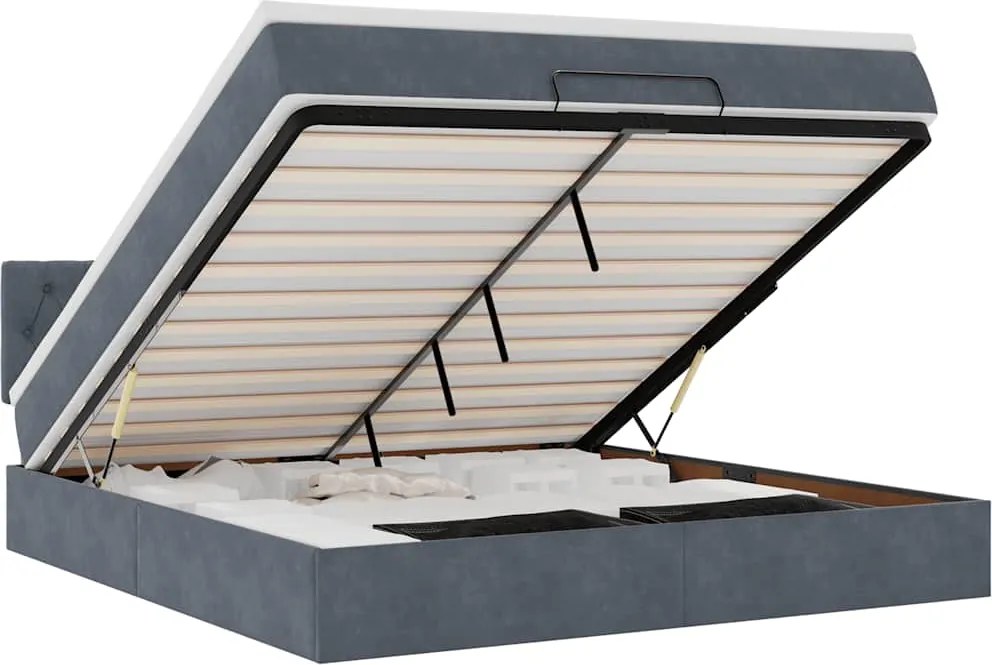 vidaXL Cadru de pat otoman cu saltea Gri închis 160x200cm catifea
