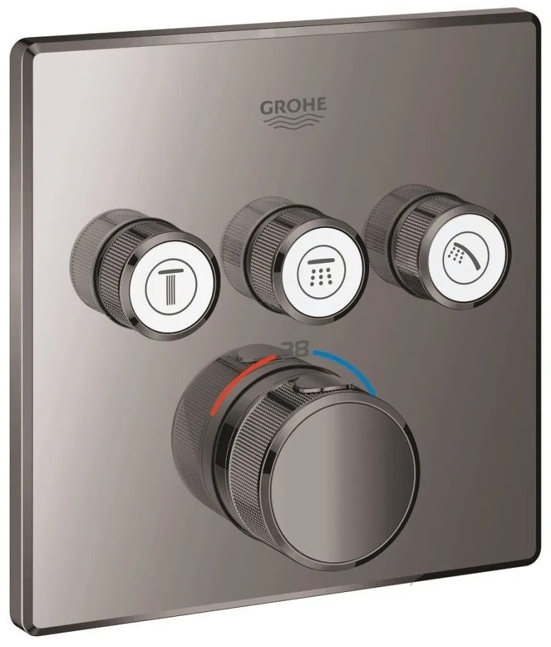 Grohe Grohtherm SmartControl Baterie dus cu termostat si 3 iesiri, patrata, antracit (hard graphite)