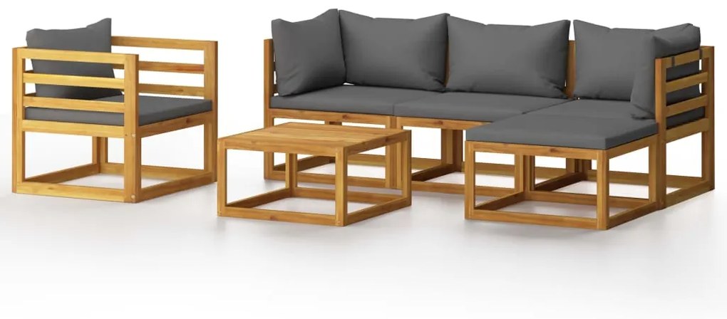 3057604 vidaXL Set mobilier grădină cu perne, 6 piese, lemn masiv acacia