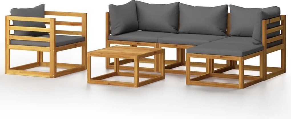vidaXL Set mobilier grădină cu perne, 6 piese, lemn masiv acacia