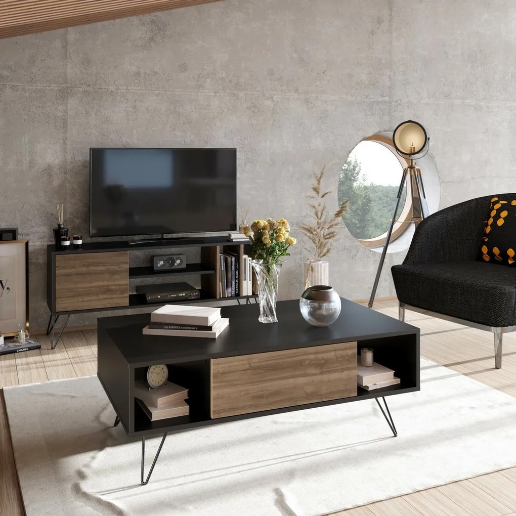 Măsuță de conferință Mistico Black and Walnut
