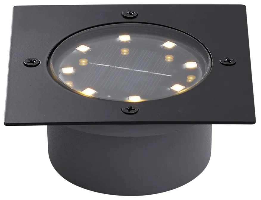 Set de 6 spoturi de sol negre pătrate, inclusiv LED IP65 Solar - Terry