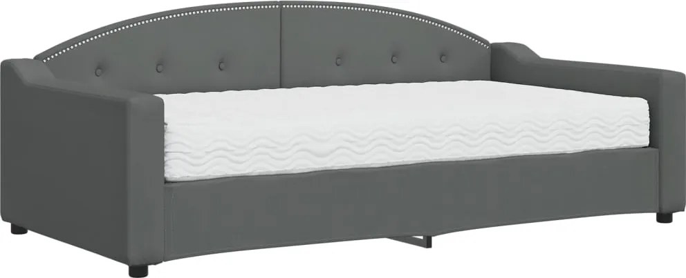 vidaXL Pat de zi cu saltea, gri închis, 90x190 cm, textil