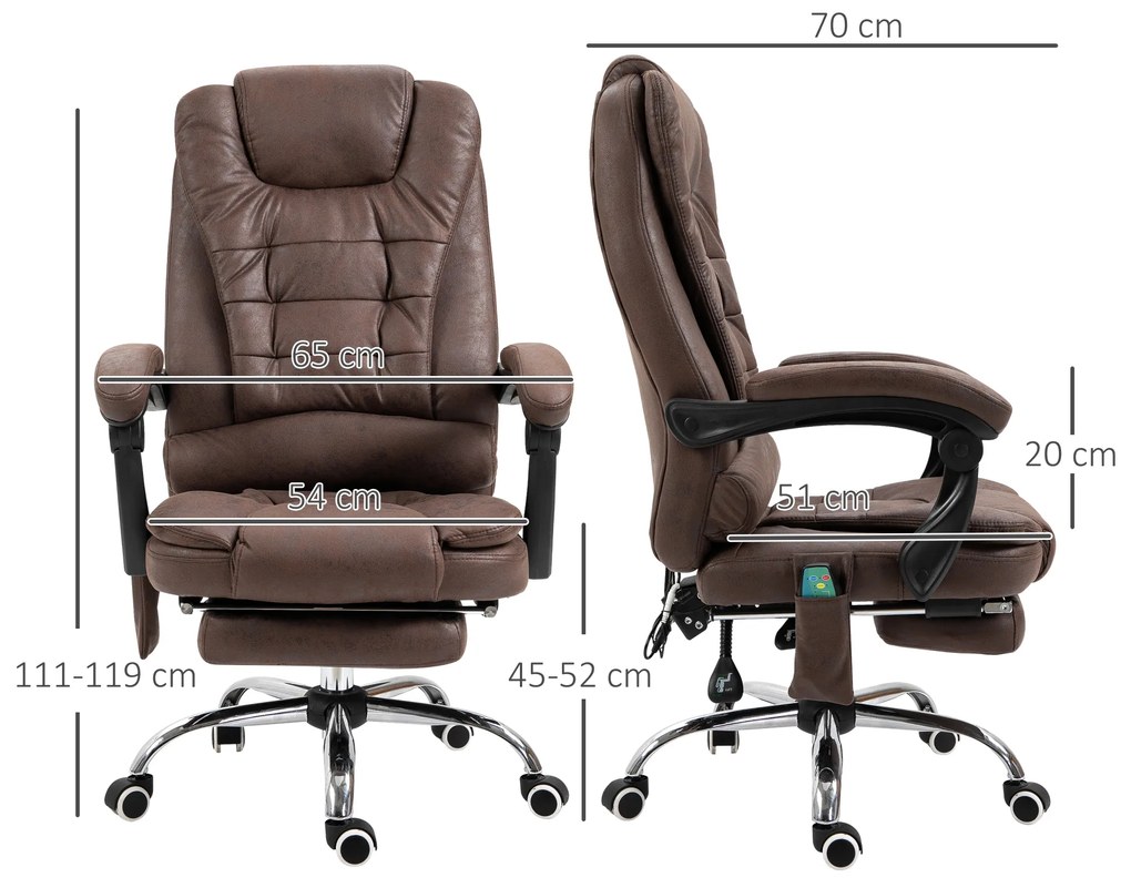 Vinsetto Scaun Birou Masaj – inclinabil, incalzire & 6 Vibratii | Aosom Romania