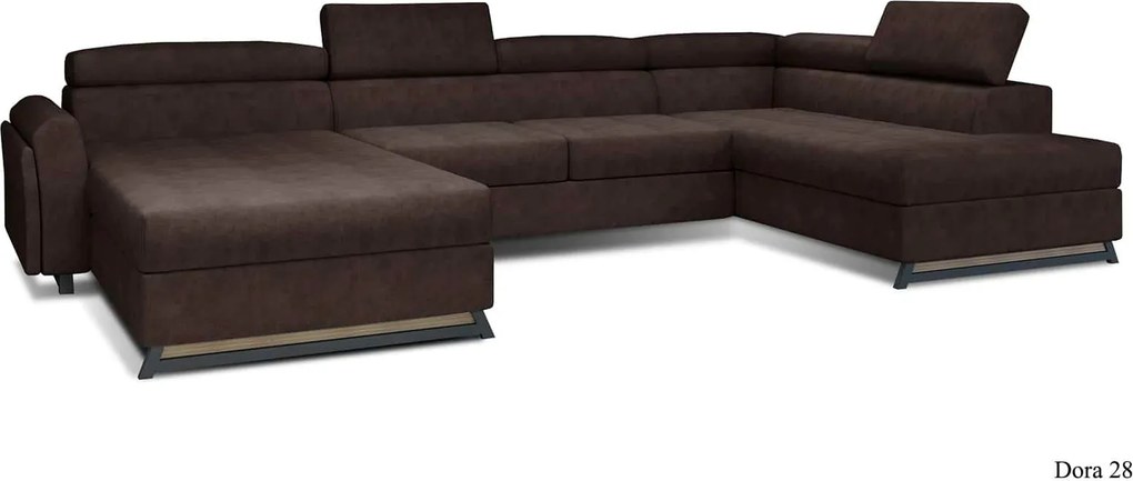 Colțar lemn masiv Formă U Extensibil Joy 370x190cm Personalizabil - Grande 75, Dreapta
