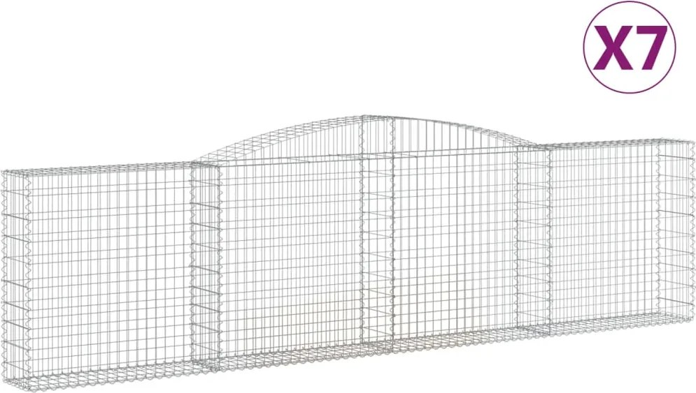 vidaXL Coșuri gabion arcuite 7 buc, 400x30x100/120 cm fier galvanizat