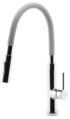 Baterie de chiuvetă cu pipă flexibilă FERRO crom lucios/gri