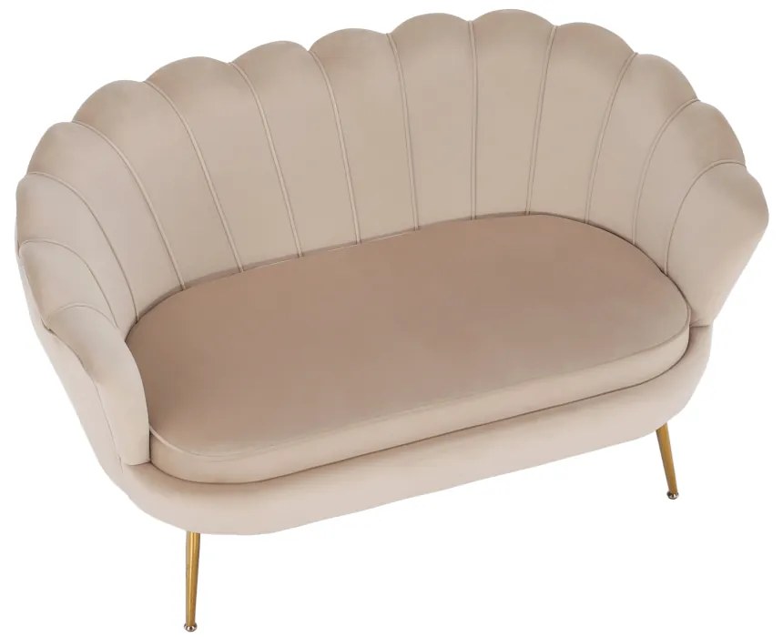 Bancă în stil Art-deco, catifea Velvet bej/crom auriu, NOBLIN