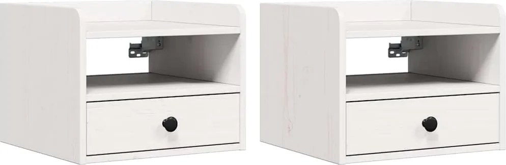 vidaXL Noptieră 2 pcs Alb 38 x 36 x 29,5 cm Lemn masiv de pin