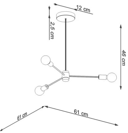 Lustră pe tijă LANGO 3xE27/60W/230V neagră Sollux SL.1021