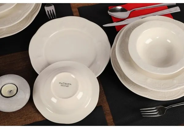 Set de masă 24 piese alb/porțelan