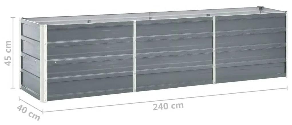 Strat inaltat de gradina gri 240 x 40 x 45 cm otel galvanizat 1, Gri, 240 x 40 x 45 cm