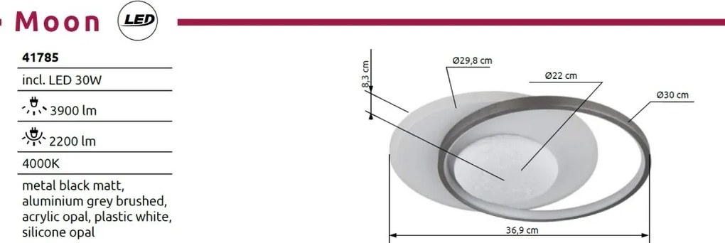 Lustra aplicata tavan design circular LED MOON