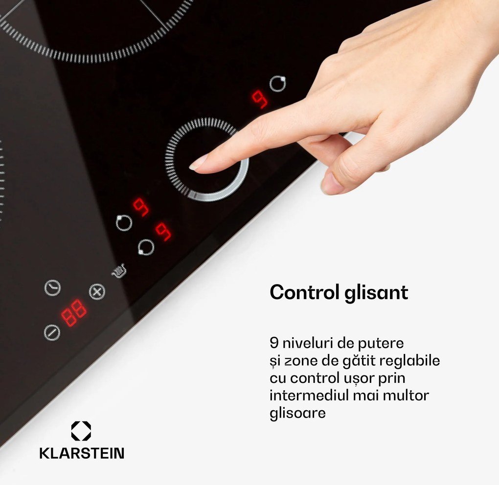 Klarstein Delicatessa 80, plită încorporată, cu inducție, 3 zone, 7400 W, sticlă-ceramică