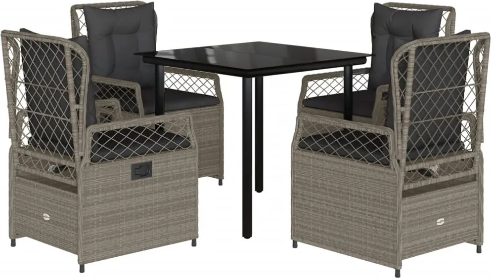 vidaXL Set mobilier de grădină cu perne, 5 piese gri deschis poliratan