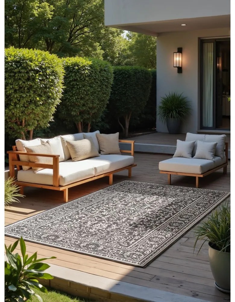 Covor pentru exterior și interior alb-negru 120x170 cm Duet Kona – NORTHRUGS