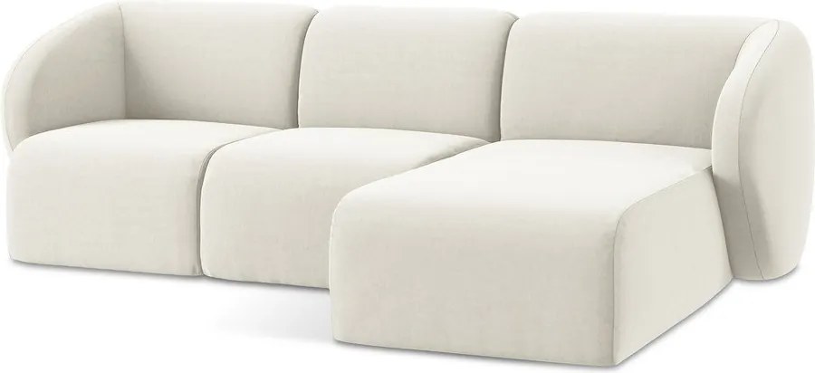 Colțar bej cu tapițerie din catifea (cu colț pe partea dreaptă/cu șezlong) Lani – Makamii