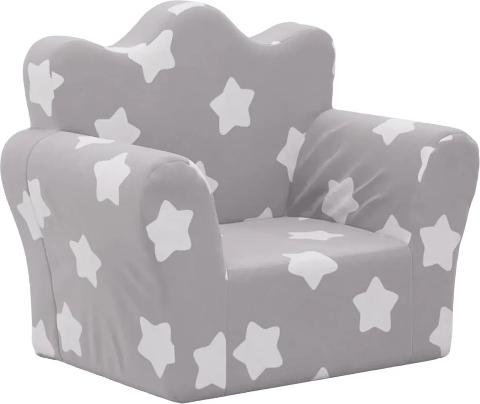 vidaXL Canapea pentru copii, gri deschis cu stele, pluș moale
