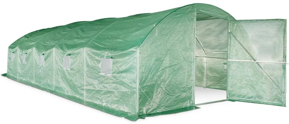 Tunel de folie cu cadru metalic 4x8m Garden Point verde cu ușă