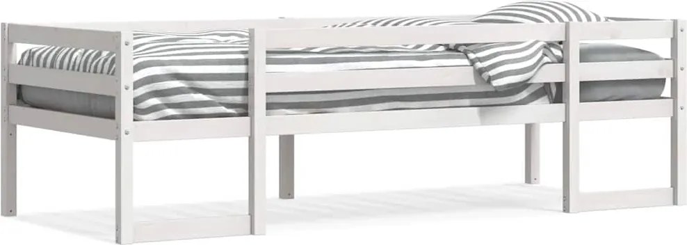 vidaXL Cadru de pat pentru copii, alb, 75x190 cm, lemn masiv de pin