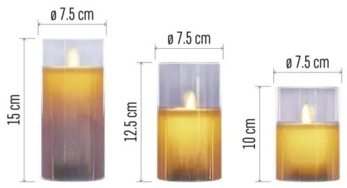 Set de 3 lumânări LED, alimentare 6x AA