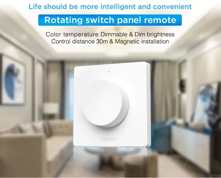 Variator de perete pentru banda LED, compatibil cu banda led monocolora si CCT, montaj aplicat, alb,MiBoxer Milight