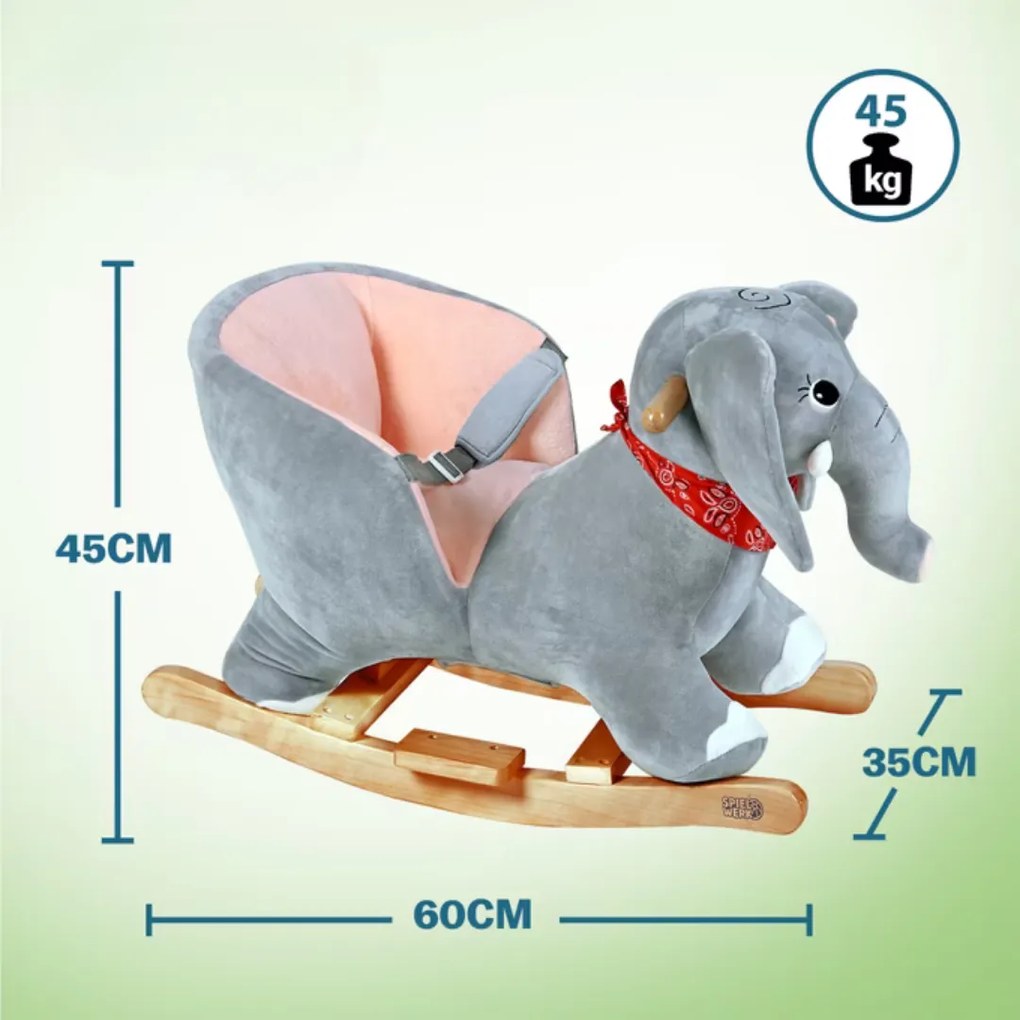 Jucărie balansoar elefant VICTOR cu centură de siguranță, gri Spielwerk