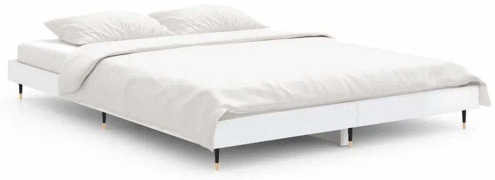 832175 vidaXL Cadru de pat, alb extralucios, 140x190 cm, lemn prelucrat