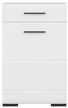 Comoda hol FEVER WHITE Alb, alb lucios insertie negru, 64 cm, 101 cm, 37 cm
