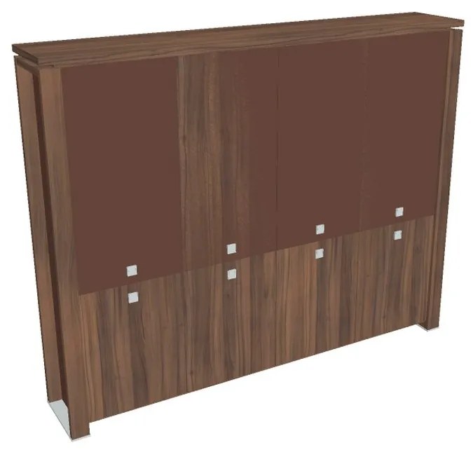 Dulap înalt Verno+ S 260 x 46 x 210 cm, uși combinate, nuc / maro