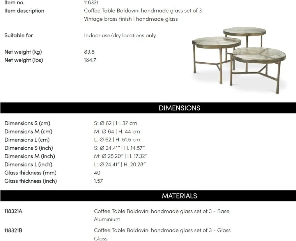Set de 3 masute design LUX Claremont